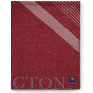 Lexington Grafisk Logo plaid Genanvendt uld 130x170 cm Rød-grå