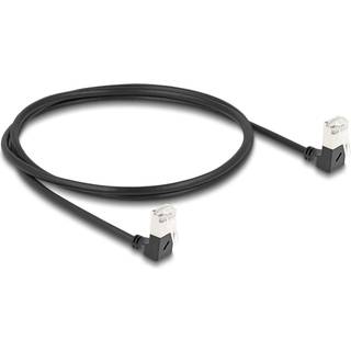 Delock RJ45 netværkskabel Cat.6A 90° vinklet nedad, 1m – sort
