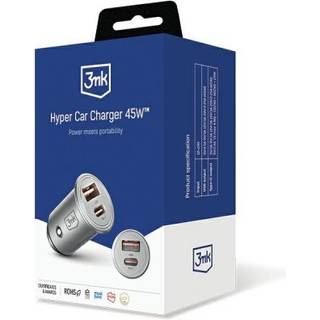 3mk Hyper Biloplader USB-C / USB-A 45W - Sølv