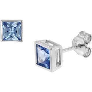 trendor 51670-02 Damen-Ohrringe 925 Silber Ohrstecker synthetischer Aquamarin