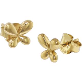 trendor 08770 Damen-Ohrringe Silber 925 Goldplattiert Schmetterling Ohrstecker