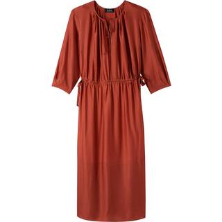 A.P.C. Eve pleated jersey midi dress - orange - M