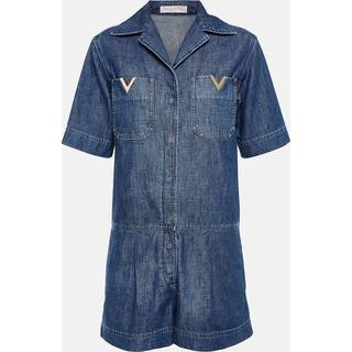 Valentino Embellished denim playsuit - blue - XXXS