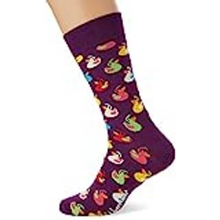 Patterned Purple Socks: Rubber Duck | Happy Socks - Dark Purple, White, Yellow, Red, Green - 41-46