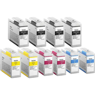 Kompatible blækpatroner Epson T8501-T8504 - C13T850100, 10 stk. rabatpakke 800 ml