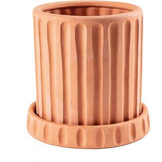 Seletti - Terracotta Vase With Saucer Dorico Ø 29 cm H 30 cm - Vaser - Antonio Aricò - Brun