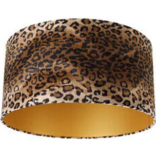 Fløjlslampeskærm leopardprint 50/50/25 guld indvendig