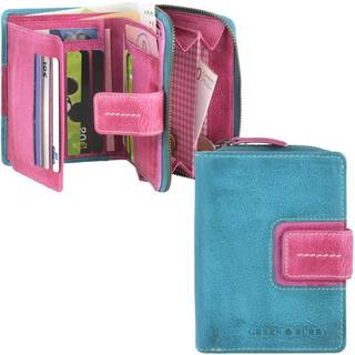 Portemonnaie türkis Leder 10x13cm "Candy Shop" mit pink | Greenburry.de 865-77