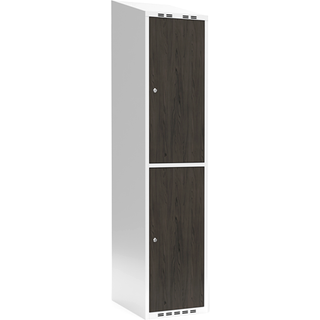 Garderobeskab 1x400 mm Skråt tag 2-delt søjle Laminat dør Nocturne wood Cylinderlås