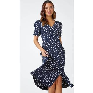 Roman Polka Dot Ruched Sleeve Midi KjoleEU 40 (UK 12)