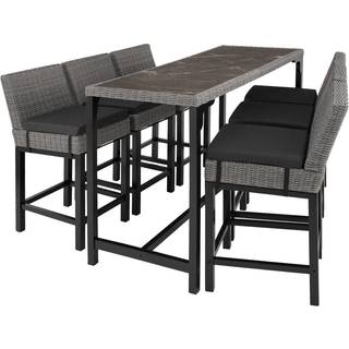 Polyrattan barbord Lovas med 6 stole Latinan - grå