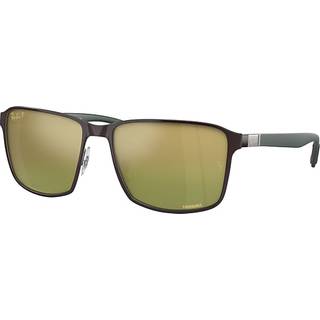Ray - Ban Unisex RB3721CH 188/6O Solbriller Metal Brun Grøn Firkantet Polariseret Spejl