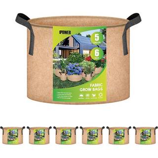Ipower Plante Grow Bag 5 Gallon 6-Pack Heavy Duty Fabric Pots 300g tyk ikke-v?vet stofbeholdere luftning med nylonh?ndtag til plantning af gr?nts