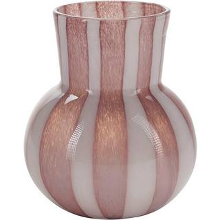 Vase Med Striber Gl.Rosa/Hvid