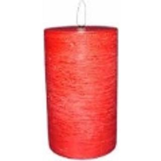 Bloklys LED Ø7.5x12 cm med 3D flamme rød