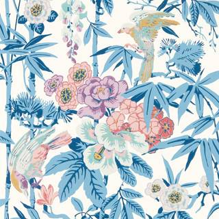 Bamboo & Birds China Blue/Lotus Pink - DWAW217129