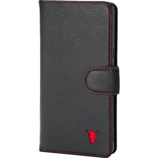 Google Pixel 8 Pro Leather Wallet Case - Black with Red Detail