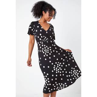 Roman Petite Polka Dot Stretch Midi Dress46