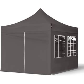 3x3m, stål, easy-up-pavillon, 4 sidedele, mørkegrå - (582635)