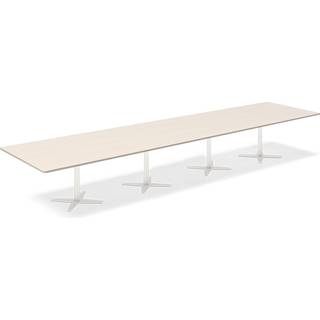 Konferencebord DNA, Birk 5000x1200 mm rektangulært, Hvid understel