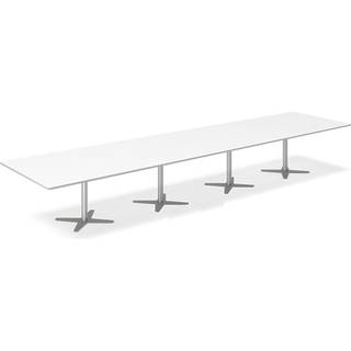 Konferencebord DNA, Hvid 5000x1200 mm rektangulært, Alugrå understel