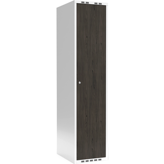 Garderobeskab 1x400 mm Lige tag Hel søjle Laminat dør Nocturne wood Cylinderlås