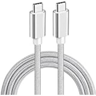 NÖRDIC 1,5m USB C 3.1 til USB C Nylon Flettet Kabel Hurtig opladning 3A GEN1 5Gbps Power Delivery PD 60W White