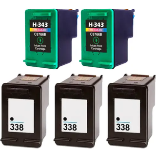 Kompatible blækpatroner HP 338 - 343 - C8765E, 5 stk. rabatpakke 75 ml