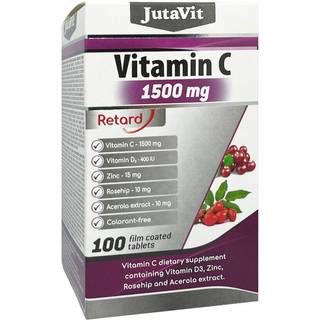 JutaVit - Vitamin C 1500 mg + Acerola + D3 + Zink, 100 tabletter