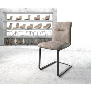 Freischwinger Vinjo-Flex Mikrofaser Taupe Vintage Freischwinger flach Schwarz - Taupe, Schwarz