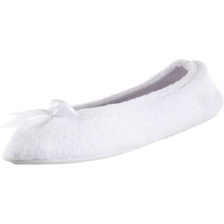 Isotoner Womens Terry Ballerina Slipper med bue til indend?rs komforthvide 95-105