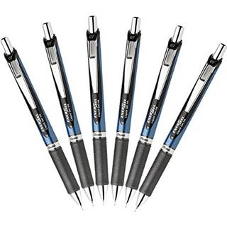 Pentel Energel Deluxe RTX Udtr?kkelig flydende gelpen 0,7 mm medium linje n?l tip sort pakke med 6