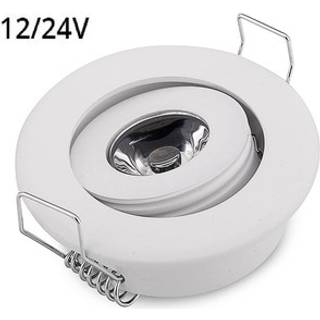 1W indbygningsspot hvid - Hul: Ø4,2 cm, Mål: Ø5,2 cm, 2,2 cm høj, dæmpbar, 12V/24V - Dæmpbar : Dæmpbar, Kulør : Varm