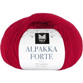 Dale Alpakka Forte 739 Dyb rød Indhold: 80% alpaca, 20% nylon Vægt/længde: 50 g = ca. 133 meter Anbefalede pinde: 2.5-3.5 mm Strikkefasthed: 10 cm = 26-27 m på pind 2.5-3 mm / 25 m på pind 3.5 mm Vask: Uldvask30 °C / Vaskes med vrangen ud / Brug vaskemiddel til ud/silke / Brug ikke skyllemiddel / Tørres fladt.