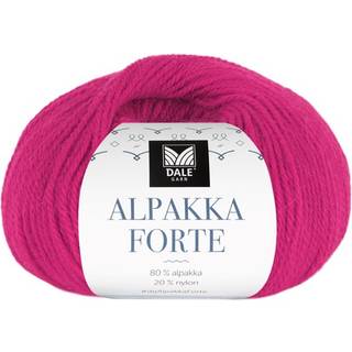 Dale Alpakka Forte 744 Pink Indhold: 80% alpaca, 20% nylon Vægt/længde: 50 g = ca. 133 meter Anbefalede pinde: 2.5-3.5 mm Strikkefasthed: 10 cm = 26-27 m på pind 2.5-3 mm / 25 m på pind 3.5 mm Vask: Uldvask30 °C / Vaskes med vrangen ud / Brug vaskemiddel til ud/silke / Brug ikke skyllemiddel / Tørres fladt.