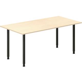 Office skrivebord 160x80cm birk laminat med sort stel