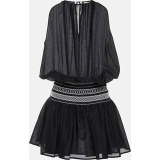 Tory Burch Smocked cotton and silk minidress - black - XL+