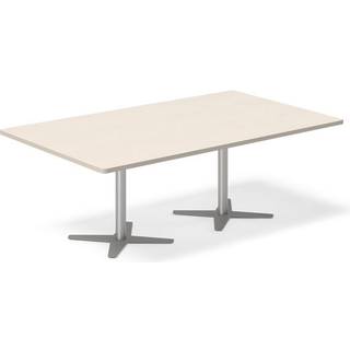Konferencebord DNA, Birk 2000x1200 mm rektangulært, Alugrå understel