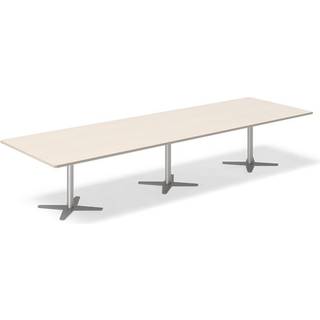 Konferencebord DNA, Birk 3800x1200 mm rektangulært, Alugrå understel
