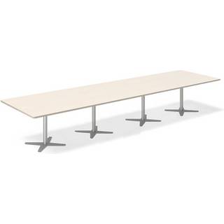 Konferencebord DNA, Birk 4400x1200 mm rektangulært, Alugrå understel