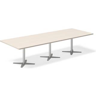 Office konferencebord rektangulært 320x120cm birk med alugråt stel