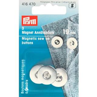 Magnet-Annähknöpfe silber 19mm 3 Stück - Silber
