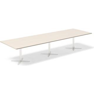 Konferencebord DNA, Birk 3800x1200 mm rektangulært, Hvid understel