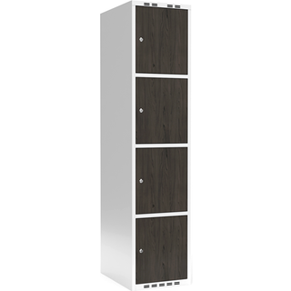 Garderobeskab 1x400 mm Lige tag 4-delt søjle Laminat dør Nocturne wood Cylinderlås