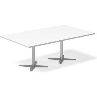 Konferencebord DNA, Hvid 2000x1200 mm rektangulært, Alugrå understel