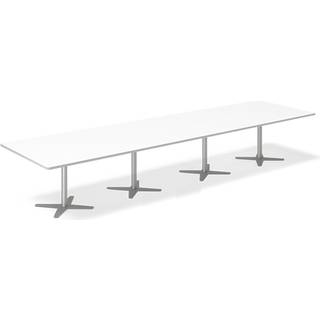 Konferencebord DNA, Hvid 4400x1200 mm rektangulært, Alugrå understel