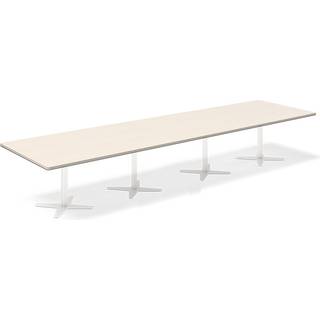 Konferencebord DNA, Birk 4400x1200 mm rektangulært, Hvid understel