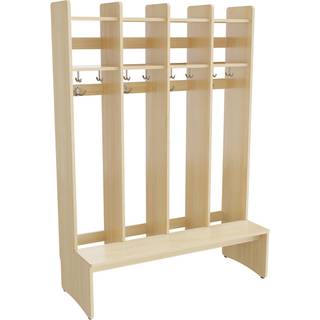 Garderobeindretning Eira Light, gulvmodel 4 pladser, 250 mm rumbredde, naturfarvet krydsfinér