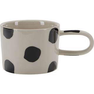 Bahne Interior - Håndmalet krus med prikker, hvid/sort - H: 7 cm.
