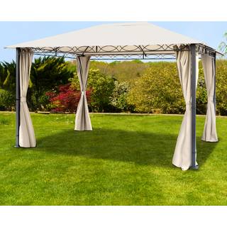 3x4m, havepavillon, inkl. 4 sidegardiner, champagnefarvet - (300114)